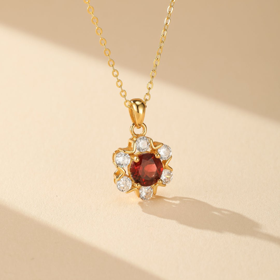 Collier Grenat Argent Plaqué Or Élégance Royale - Biloria