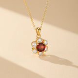 Collier Grenat Argent Plaqué Or Élégance Royale - Biloria