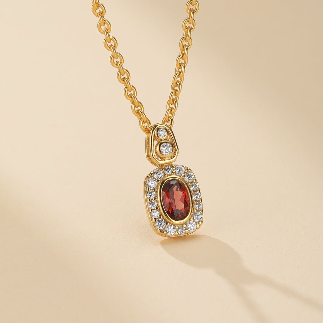 Collier Grenat Brise Douce Argent Plaqué Or - Harmonie Feng Shui - Biloria