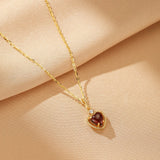Collier Grenat Cœur Passion – Argent Plaqué Or - Biloria