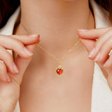 Collier Grenat Cœur Passion – Argent Plaqué Or - Biloria