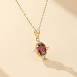 Collier Grenat Couronne en Argent Plaqué Or - Biloria