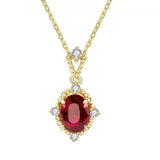 Collier Grenat Couronne en Argent Plaqué Or - Biloria