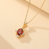 Collier Grenat Couronne en Argent Plaqué Or - Biloria