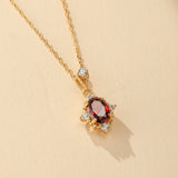 Collier Grenat Couronne en Argent Plaqué Or - Biloria