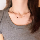 Collier Grenat et Perle – Plaqué Or 18K, Longueur Ajustable - Biloria