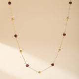 Collier Grenat et Perle – Plaqué Or 18K, Longueur Ajustable - Biloria