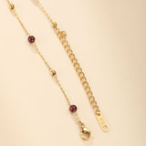 Collier Grenat et Perle – Plaqué Or 18K, Longueur Ajustable - Biloria