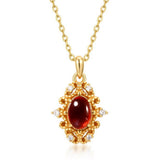 Collier Grenat Flamme Royale – Argent Plaqué Or 10K - Biloria