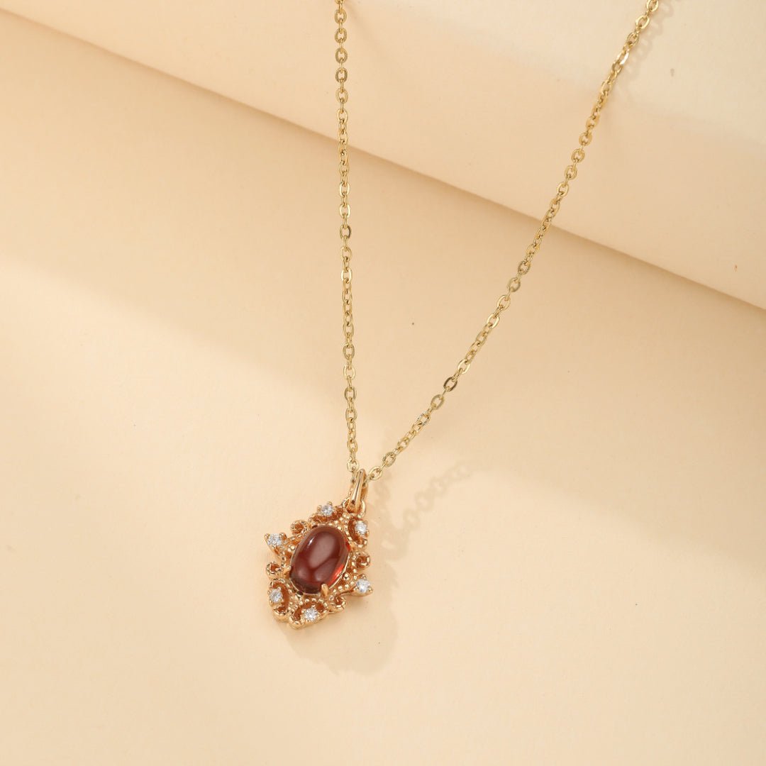Collier Grenat Flamme Royale – Argent Plaqué Or 10K - Biloria
