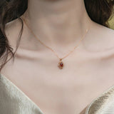Collier Grenat Flamme Royale – Argent Plaqué Or 10K - Biloria