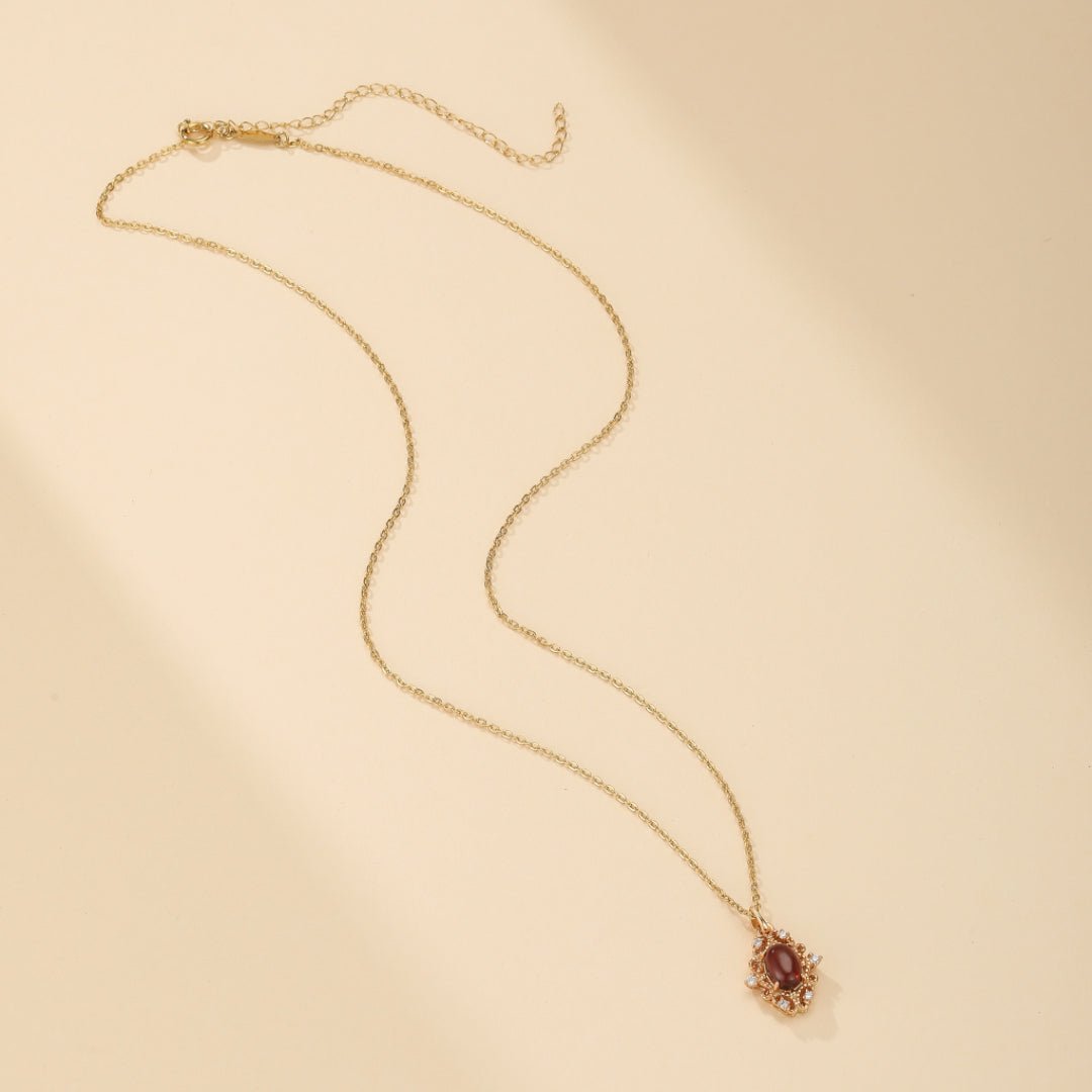 Collier Grenat Flamme Royale – Argent Plaqué Or 10K - Biloria