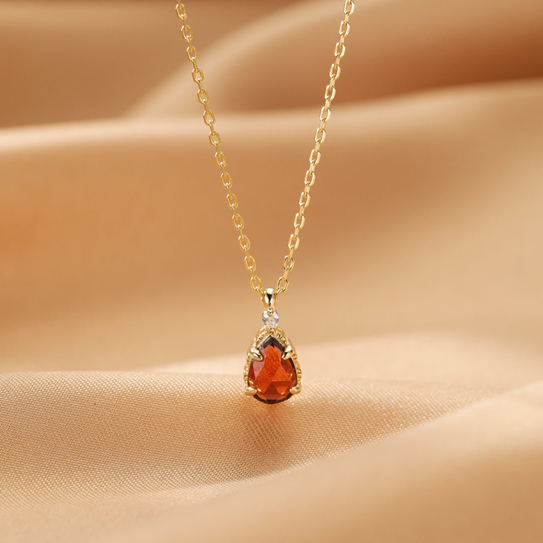 Collier Grenat Goutte Argent Plaqué Or – Bijou de Vitalité - Biloria