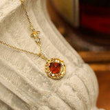 Collier Grenat Jardin Enchanté Argent Plaqué Or - Biloria
