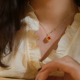 Collier Grenat Jardin Enchanté Argent Plaqué Or - Biloria