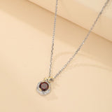 Collier Grenat Lune Étoile Argent 925 Fait Main - Biloria