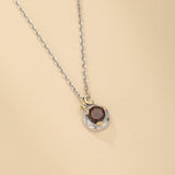 Collier Grenat Lune Étoile Argent 925 Fait Main - Biloria