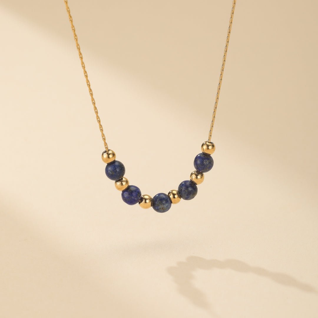 Collier Grenat ou Lapis-lazuli - Courbe d'Éclat Plaqué Or - Biloria