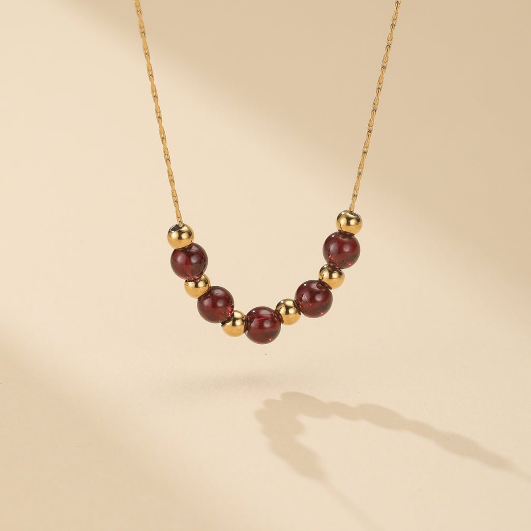 Collier Grenat ou Lapis-lazuli - Courbe d'Éclat Plaqué Or - Biloria