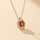 Collier Grenat Rouge Argent Plaqué Or pour Femme - Biloria