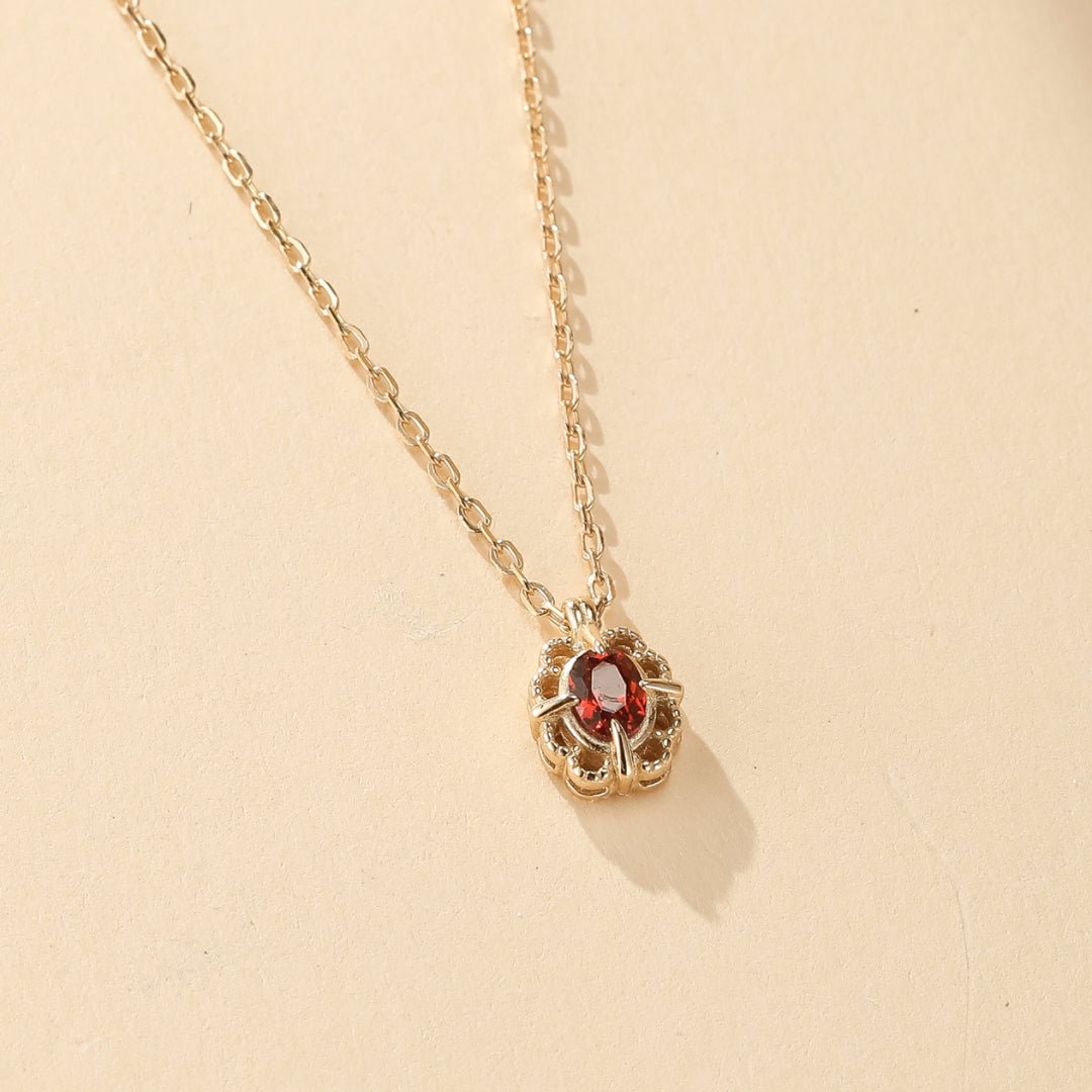 Collier Grenat Rouge Argent Plaqué Or pour Femme - Biloria