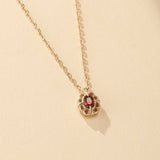 Collier Grenat Rouge Argent Plaqué Or pour Femme - Biloria