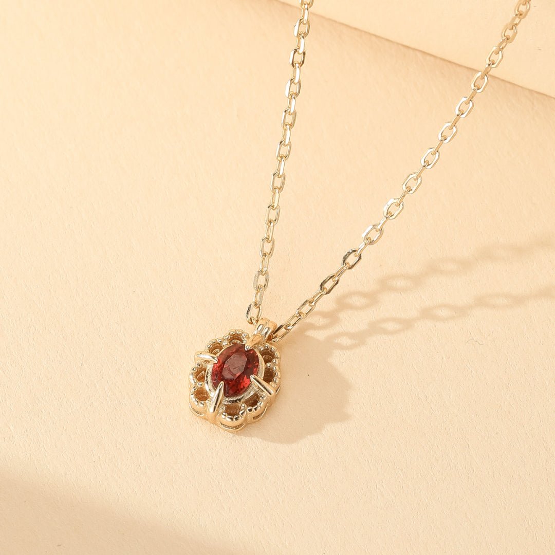 Collier Grenat Rouge Argent Plaqué Or pour Femme - Biloria