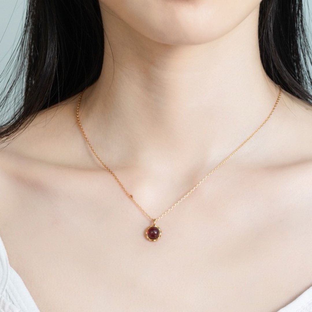 Collier Grenat Rouge Passion - Argent Plaqué Or 10K - Biloria