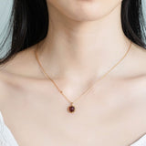 Collier Grenat Rouge Passion - Argent Plaqué Or 10K - Biloria