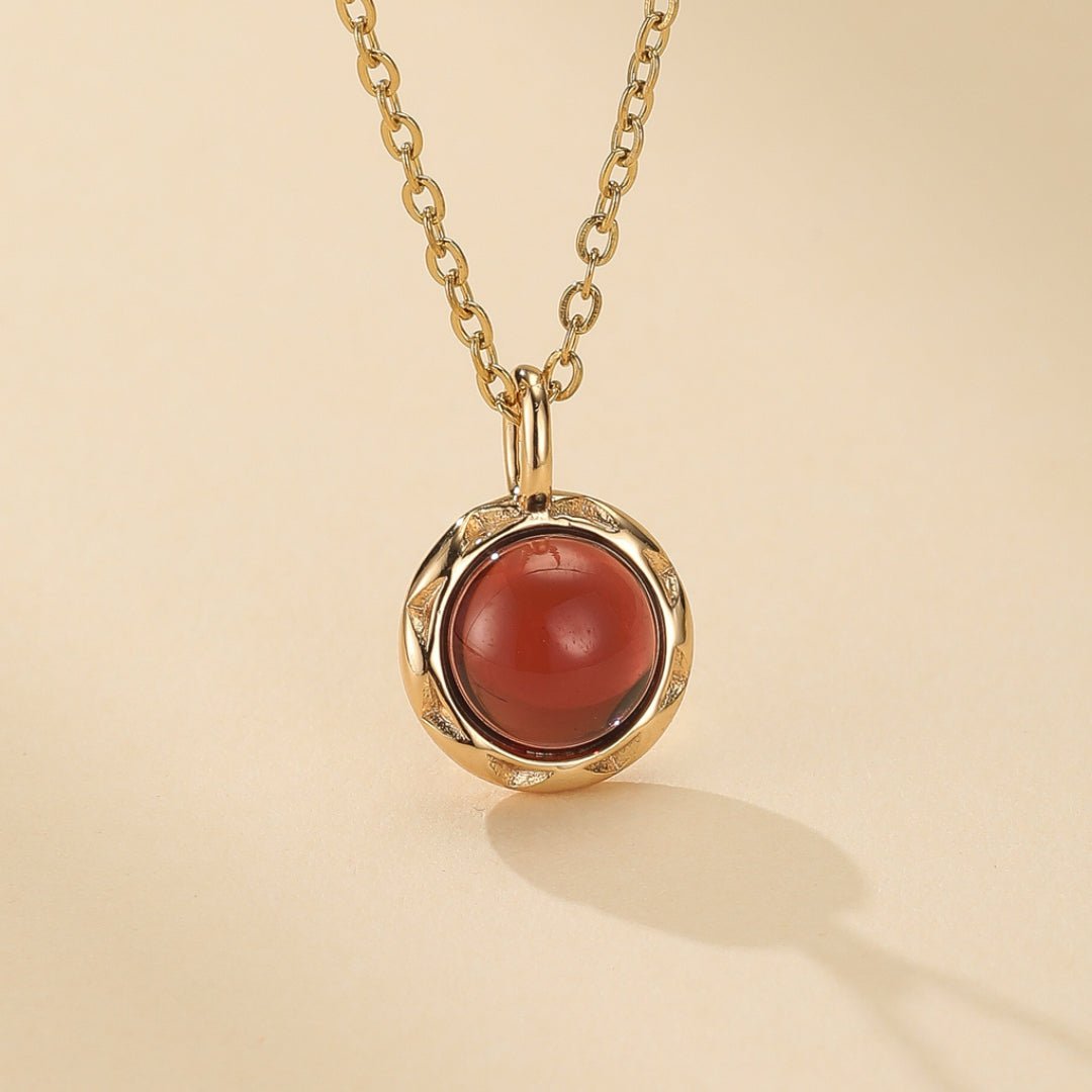Collier Grenat Rouge Passion - Argent Plaqué Or 10K - Biloria