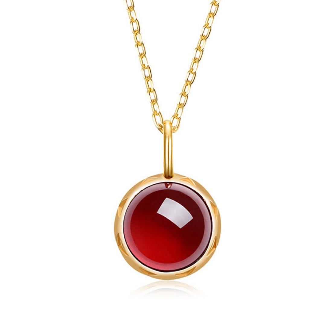 Collier Grenat Rouge Passion - Argent Plaqué Or 10K - Biloria