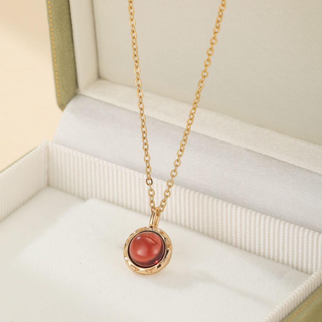Collier Grenat Rouge Passion - Argent Plaqué Or 10K - Biloria