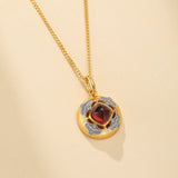 Collier Grenat Rouge Zircon Argent Plaqué Or - Biloria