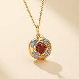 Collier Grenat Rouge Zircon Argent Plaqué Or - Biloria