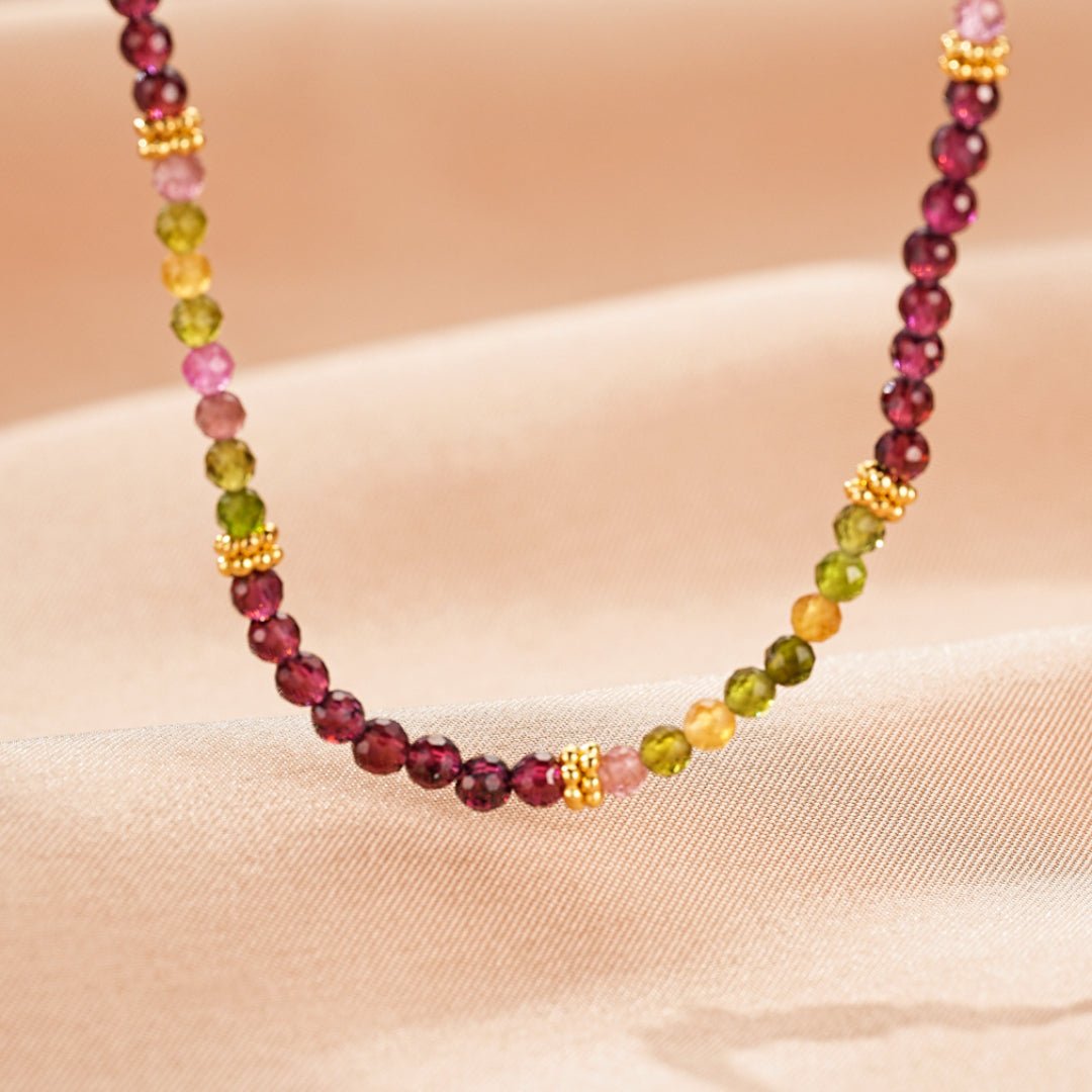 Collier Grenat Tourmaline Argent Plaqué Or – Bijou Énergétique - Biloria