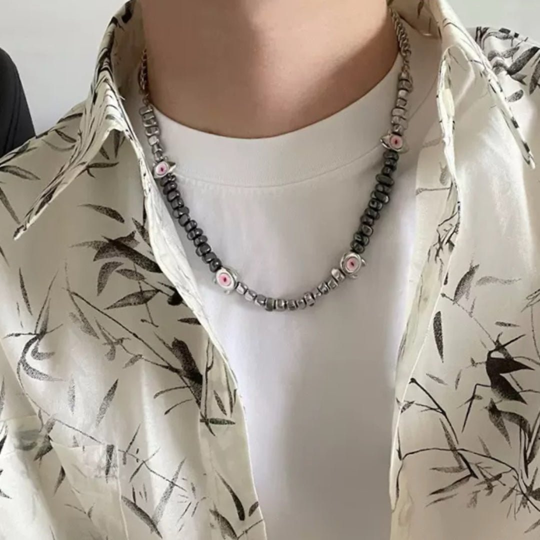 Collier Hématite et Acier Homme – Regard Sombre - Biloria