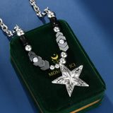 Collier Hématite Homme avec Pendentif Étoile Martelée - Biloria