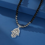 Collier Hématite Obsidienne Homme – Main Mystique Acier Inoxydable - Biloria