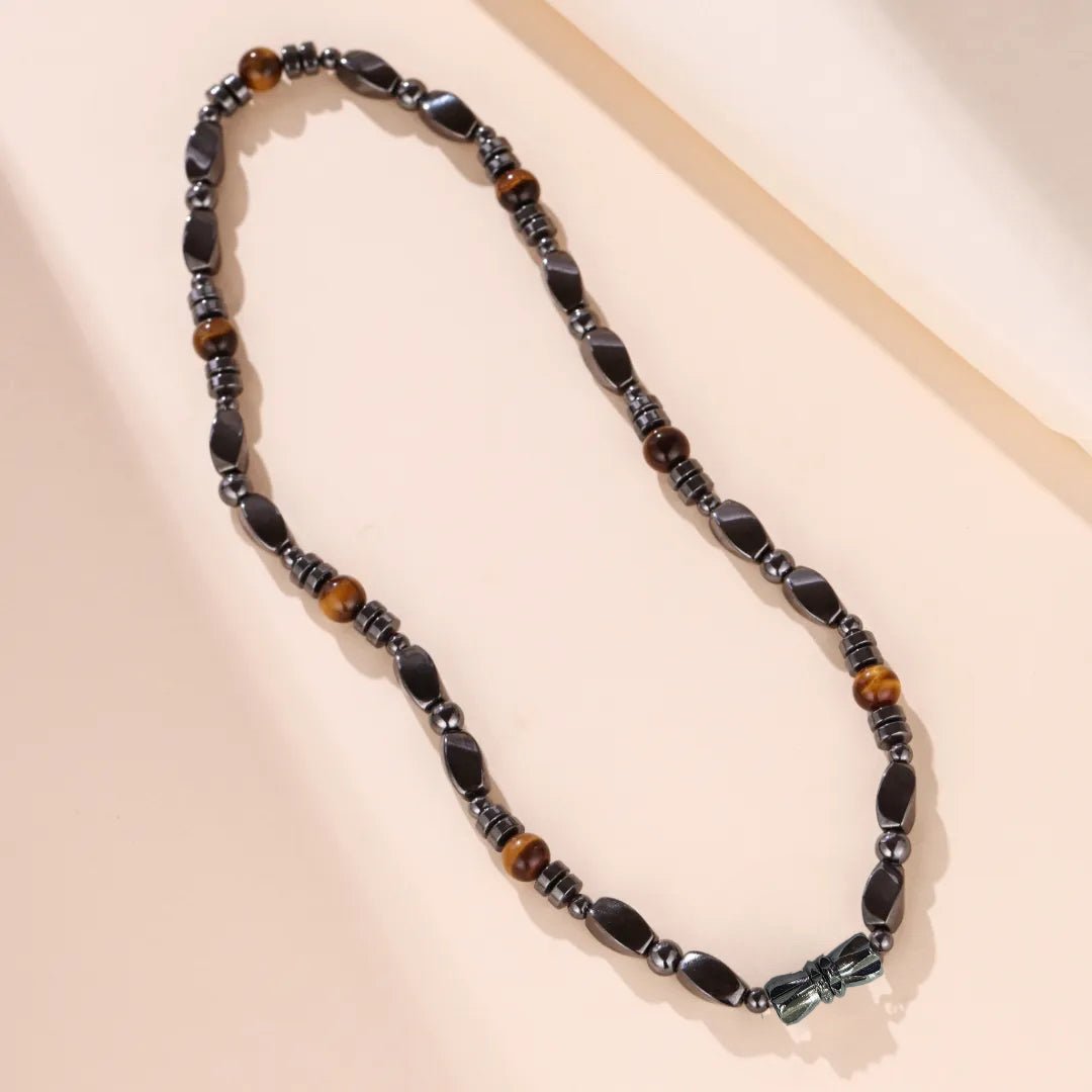 Collier Hématite Œil de Tigre Homme Force et Protection - Biloria