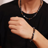 Collier Hématite Œil de Tigre Homme Force et Protection - Biloria