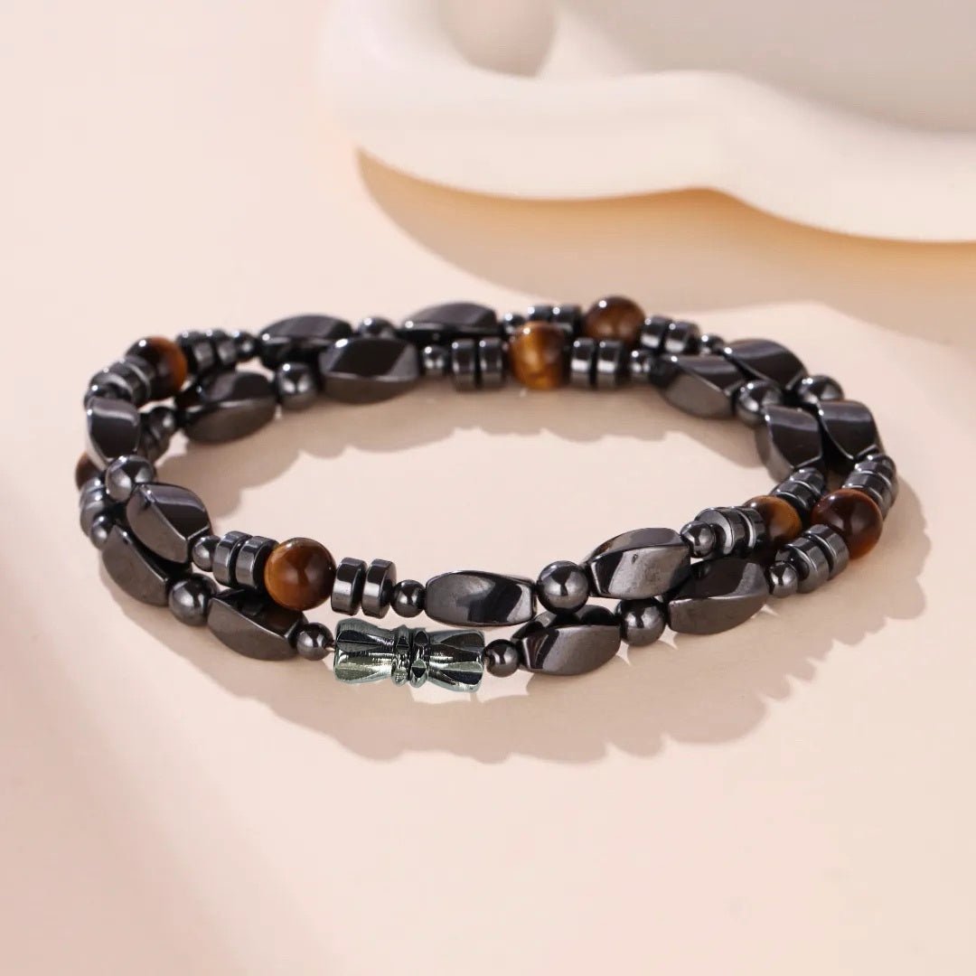 Collier Hématite Œil de Tigre Homme Force et Protection - Biloria