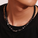 Collier Hématite Pierre de Lave Obsidienne pour Homme - Biloria
