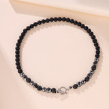 Collier Hématite Pierre de Lave Obsidienne pour Homme - Biloria