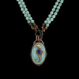 Collier Hippocampe Amazonite Lapis Lazuli Longue Chaîne Réglable - Biloria