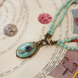 Collier Hippocampe Amazonite Lapis Lazuli Longue Chaîne Réglable - Biloria