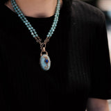 Collier Hippocampe Amazonite Lapis Lazuli Longue Chaîne Réglable - Biloria