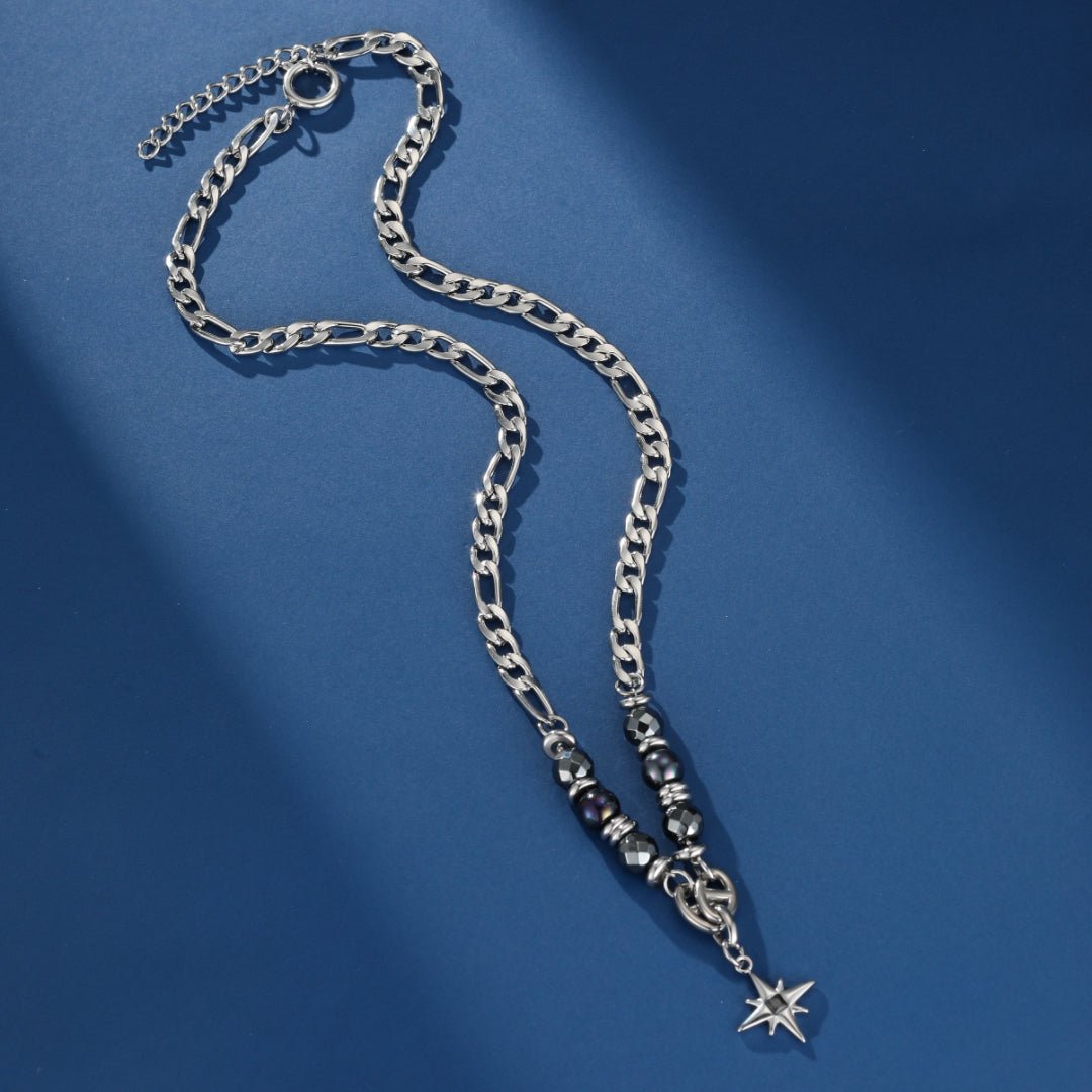 Collier Homme Hématite et Obsidienne – Pendentif Étoilé - Biloria