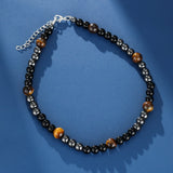 Collier Homme Hématite et Œil de Tigre – Bijou Force Minérale - Biloria