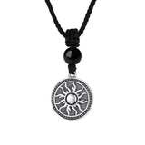 Collier Homme Obsidienne Médaillon Solaire Argent Massif - Biloria