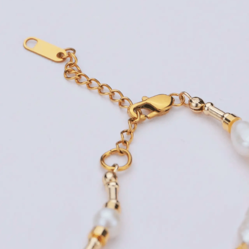Collier Homme Perle et Croix Dorée Plaqué Or 49 cm - Biloria